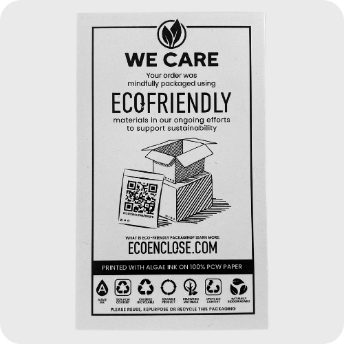 product recycling information cards in alge ink